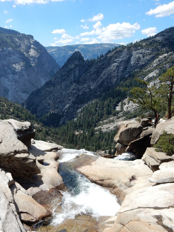 View of Yosemite from the top of Nevada Fall.