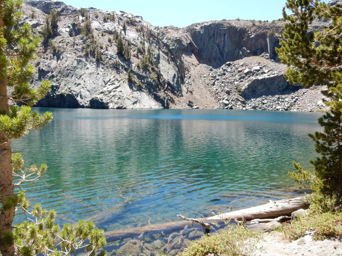 Ruby Lake: the site of my only "full immersion" experience on the JMT, though I waded knee-deep in other lakes. You can tell that snow melt is the source of these beautiful but cold lakes.